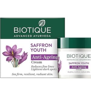 Biotique Bio Saffron Dew Youthful Moisturizer | Protects Skin Cells | Prevents Ageing and Retains Youthful Glow | 100% Botanical Extracts | Suitable for All Skin Types | 50g