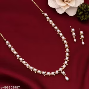 CZ Pearl Single Line Necklace Set