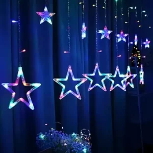One94Store Star Curtain String Decorative LED Lights – 3 Meter Multicolor Plug-in Lights with 108 LEDs, 8 Lighting Modes (6+6 Star Design) for Wall, Corner, Festival, Party & Home Decoration