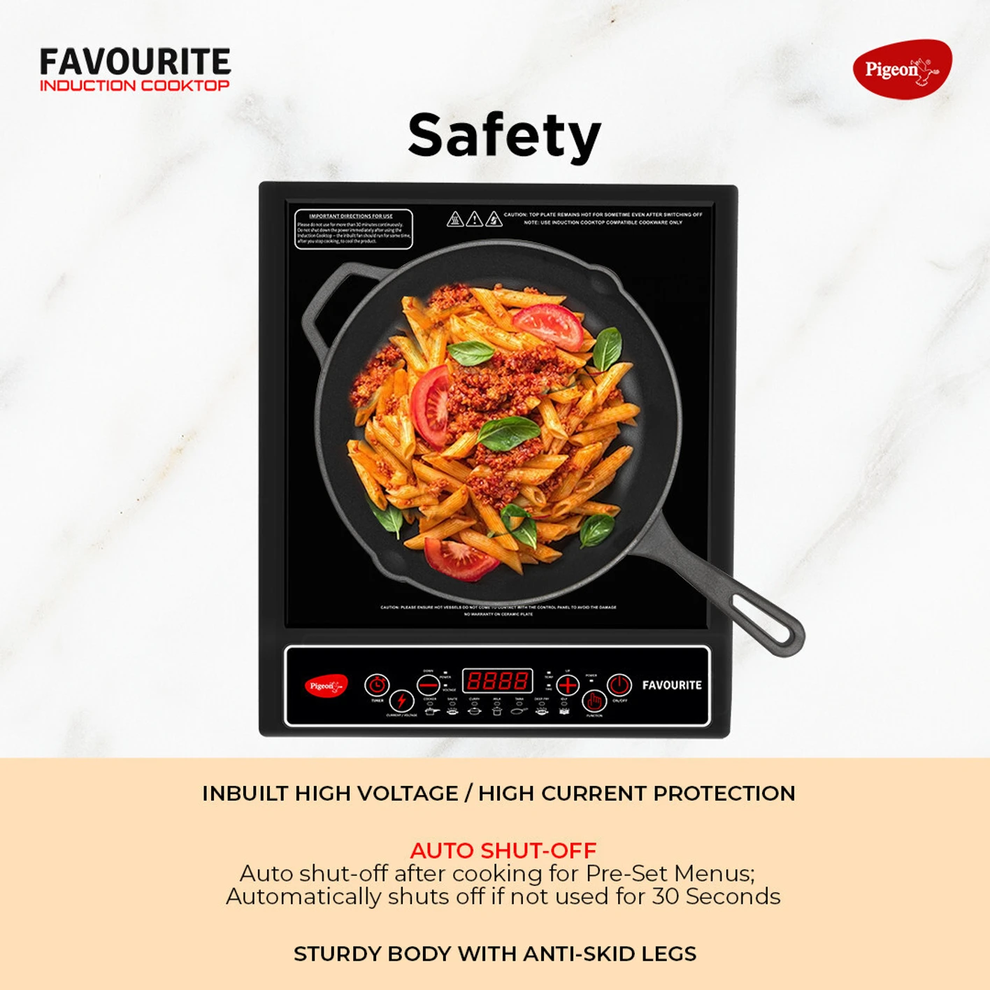 Pigeon1800 W Induction Cooktop Push Button (Black, Favourite) - Image 10