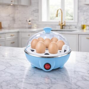 MANVIK Electric Egg Boiler | 350 Watt | Boils Upto 7 Eggs | Automatic Operation, 3 Boiling Modes | Overheat Protection | Stainless Steel Heating Plate, Measuring Cup | 75ml | Plastic | White