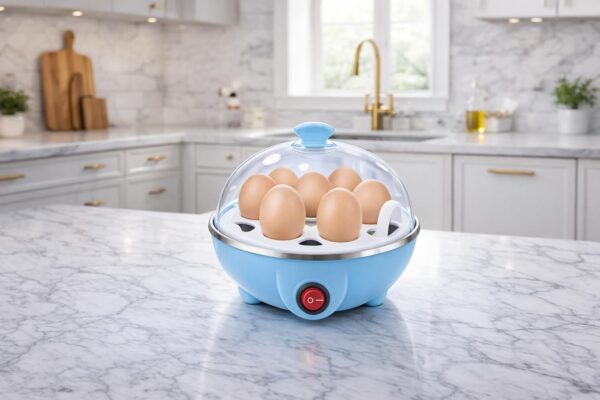 MANVIK Electric Egg Boiler | 350 Watt | Boils Upto 7 Eggs | Automatic Operation, 3 Boiling Modes | Overheat Protection | Stainless Steel Heating Plate, Measuring Cup | 75ml | Plastic | White