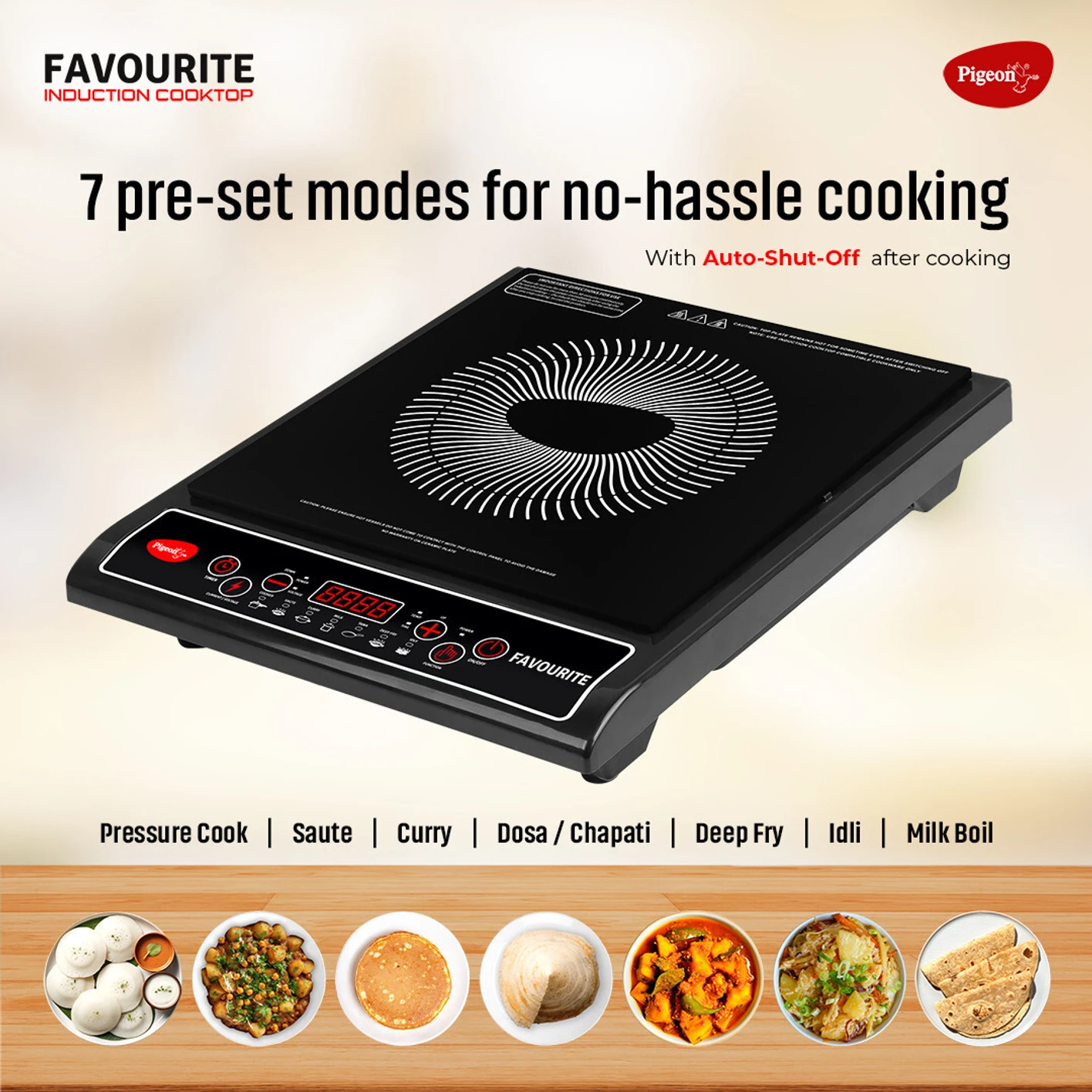 Pigeon1800 W Induction Cooktop Push Button (Black, Favourite) - Image 8