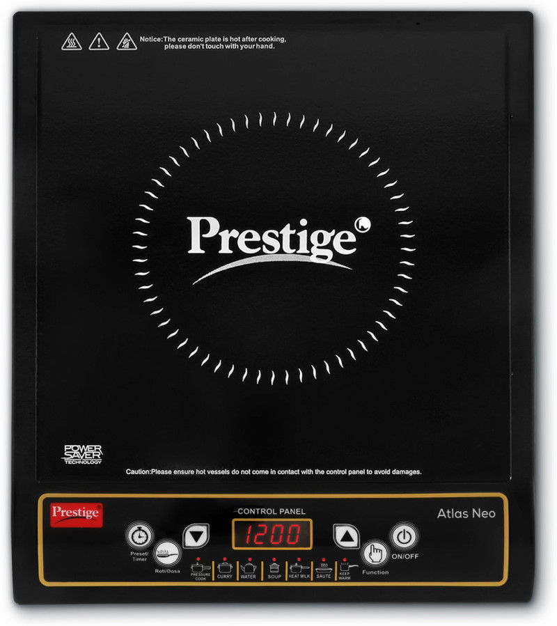 1200 W Induction Cooktop Push Button (Black, Atlas Neo) - Image 4