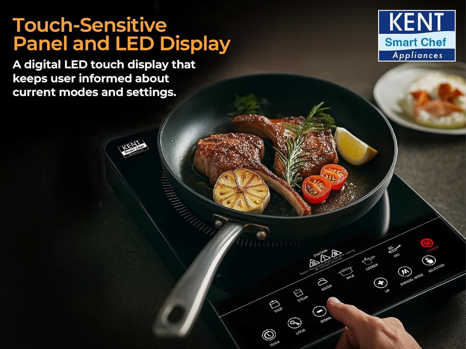 KENT Star Induction Cooktop 3000W | 6 Preset Menu | Full Microcrystalline Glass |Feather Touch Buttons & LED Display |Milk Boiling & Turbo Cooking... - Image 3
