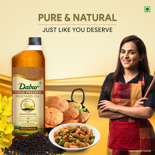 Dabur Cold Pressed Mustard Oil | Rich in Omega 3 & 6 | Healthy, Pure & Flavorful Cooking Oil - 1L - Image 5