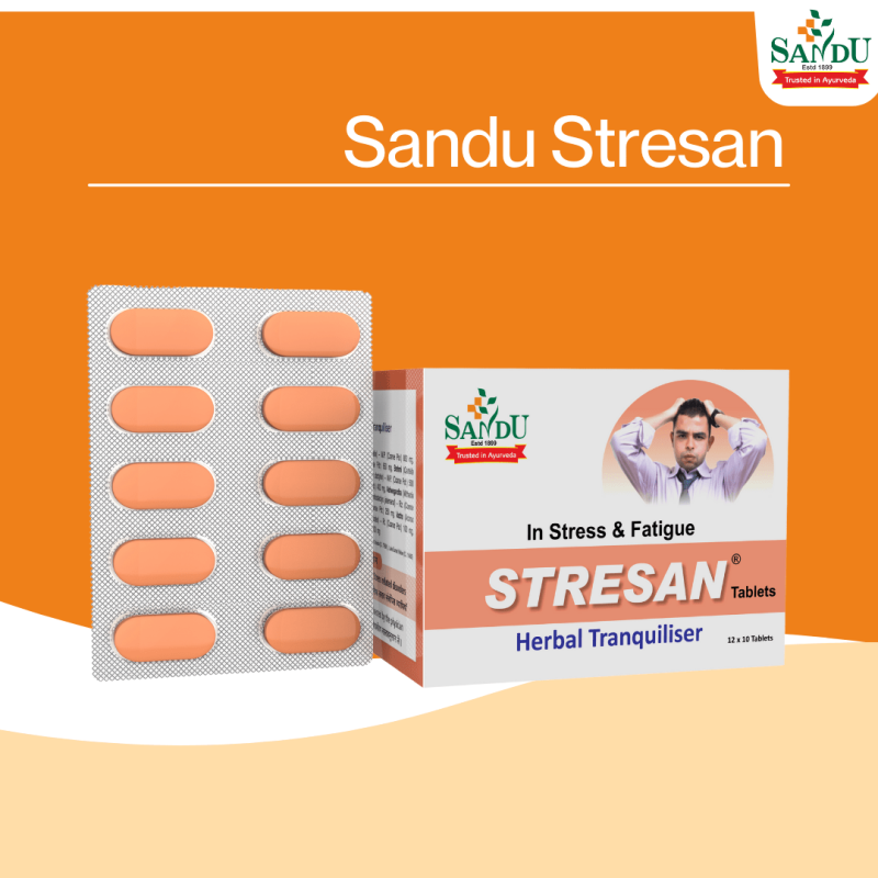 Stresan Tablet Sandu Ayurvedic Medicine for Stress & Anxiety - Image 3