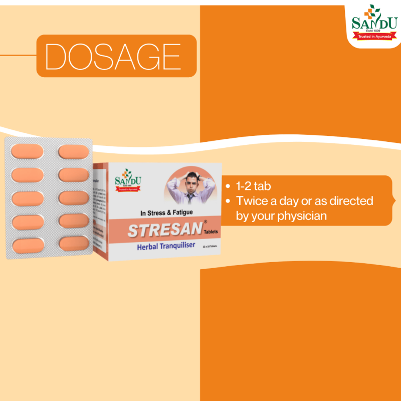 Stresan Tablet Sandu Ayurvedic Medicine for Stress & Anxiety - Image 4