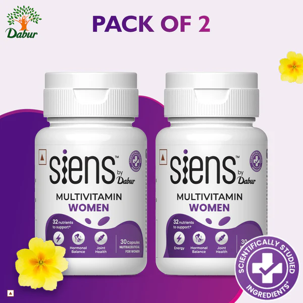Siens By Dabur Multivitamin for Women | 32 nutrients to Overall Health, Energy, Hormonal balance & Joint - Pack of 2