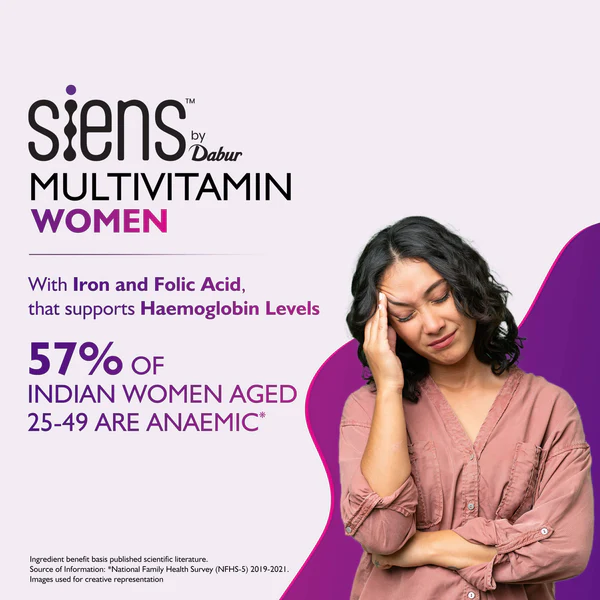 Siens By Dabur Multivitamin for Women | 32 nutrients to Overall Health, Energy, Hormonal balance & Joint - Pack of 2 - Image 7